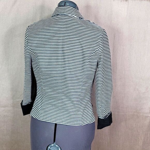 A BYER Black and White Striped Suit Jacket Large - Picture 5 of 6